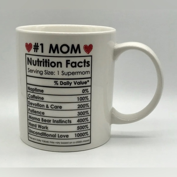 #1 Mom Mug Nutrition Facts Breezy Valley Coffee Ceramic Cup Special Gift - New - Picture 4 of 6